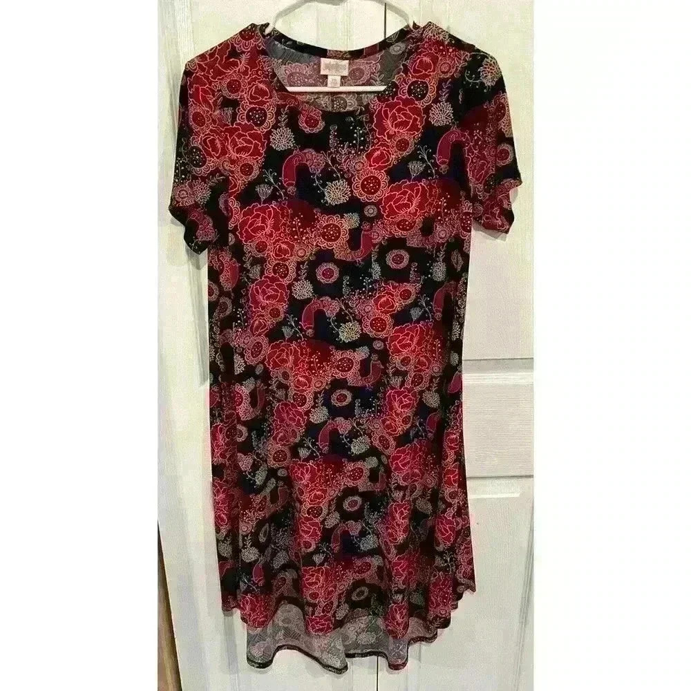 LulaRoe Carly Swing Dress Chest Pocket Floral Size XS
